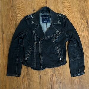 American Eagle Outfitters Dark Denim Biker Jacket